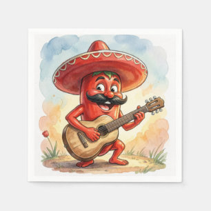 Cinco de Mayo Chili Guitar Player Napkin