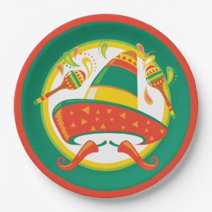Cinco de Mayo Chilli Peppers and Sombrero Paper Plate