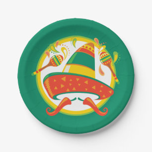 Cinco de Mayo Chilli Peppers and Sombrero Paper Plate
