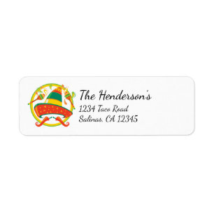 Cinco de Mayo Chilli Peppers and Sombrero Return Address Label