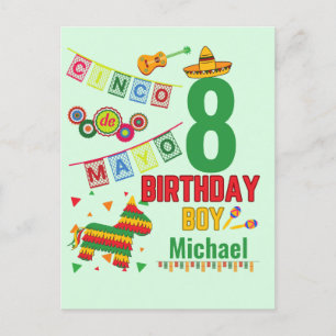 Cinco de Mayo Colourful Birthday Boy Fiesta Party  Postcard