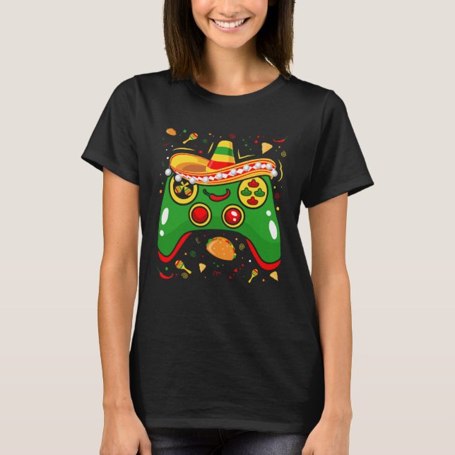 Cinco De Mayo Controller Gaming Gamer Mexico Fiest T-Shirt (Front)