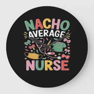Cinco De Mayo Coquette Bow Nacho Average Nurse Nur Large Clock