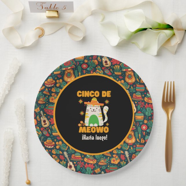 Cinco De Mayo- Cute Cat Paper Plate (Wedding)
