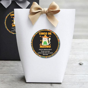 Cinco De Mayo- Cute Cat Thank you Classic Round Sticker
