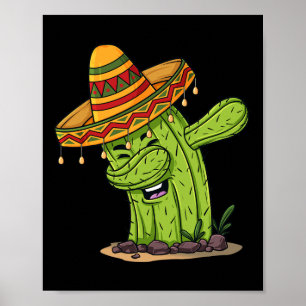 Cinco de Mayo Dabbing Cactus Fun Boys Kids  Poster