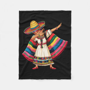 Cinco De Mayo Dabbing Mexican Girls Sombrero Ponch Fleece Blanket