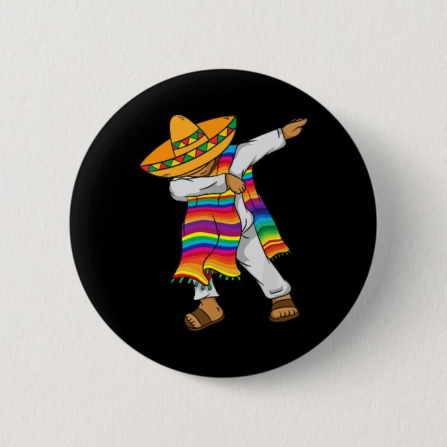 Cinco De Mayo Dabbing Mexican Poncho Kids Toddler  6 Cm Round Badge (Front)