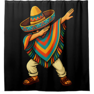 Cinco de Mayo Dabbing Mexican Poncho Shower Curtain