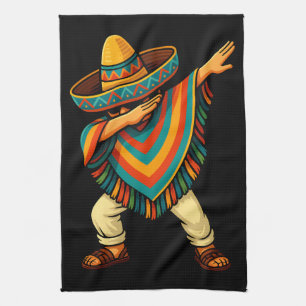 Cinco de Mayo Dabbing Mexican Poncho Tea Towel