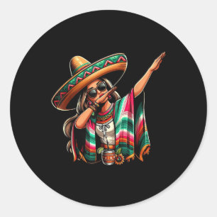 Cinco De Mayo Dabbing Mexican Women Funny Cinco De Classic Round Sticker