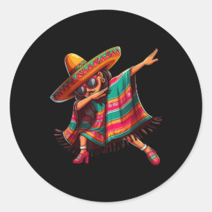 Cinco De Mayo Dabbing Mexican Women Girl Funny Cin Classic Round Sticker