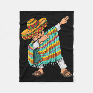 Cinco De Mayo Dabbing Poncho Sombrero Funny Mexica Fleece Blanket