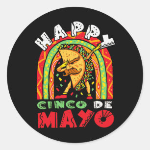 Cinco De Mayo Dabbing Taco Rainbow Mexican Festiva Classic Round Sticker