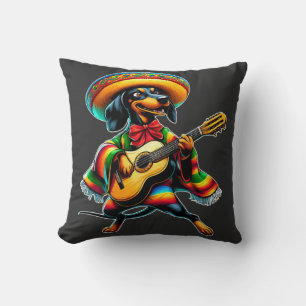 Cinco de Mayo Dachshund Mariachi Guitar Cushion