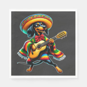 Cinco de Mayo Dachshund Mariachi Guitar Napkin