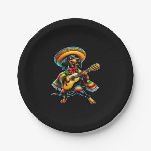 Cinco de Mayo Dachshund Mariachi Guitar Paper Plate