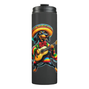 Cinco de Mayo Dachshund Mariachi Guitar Thermal Tumbler