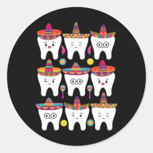 Cinco De Mayo Dental Mexican Fiesta Dentist Hygien Classic Round Sticker