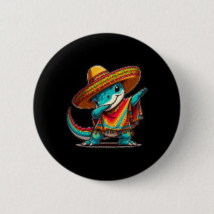 Cinco De Mayo Dinosaur Dabbing Mexican Fiesta 5 De 6 Cm Round Badge