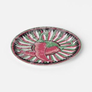 Cinco de Mayo Distressed Chilli Peppers Paper Plate