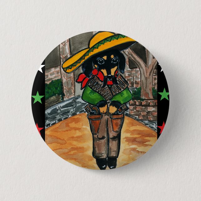 Cinco de mayo doxies 6 cm round badge (Front)