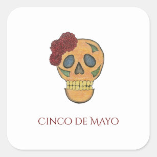 Cinco de Mayo Festive Sugar Skull Square Sticker