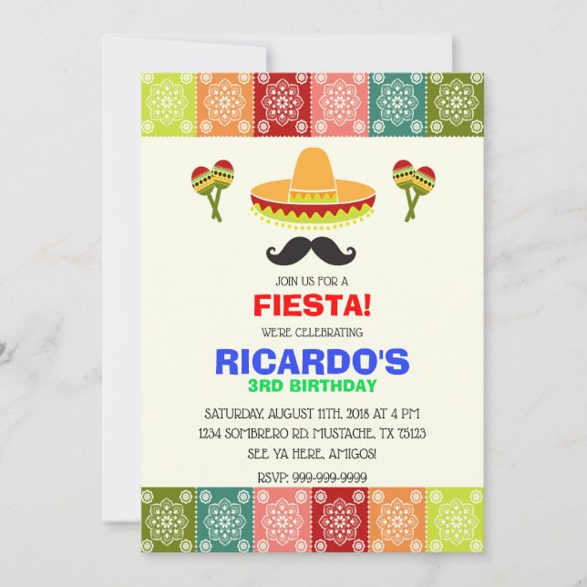 CINCO DE MAYO FIESTA BIRTHDAY BOY INVITATION (Front)