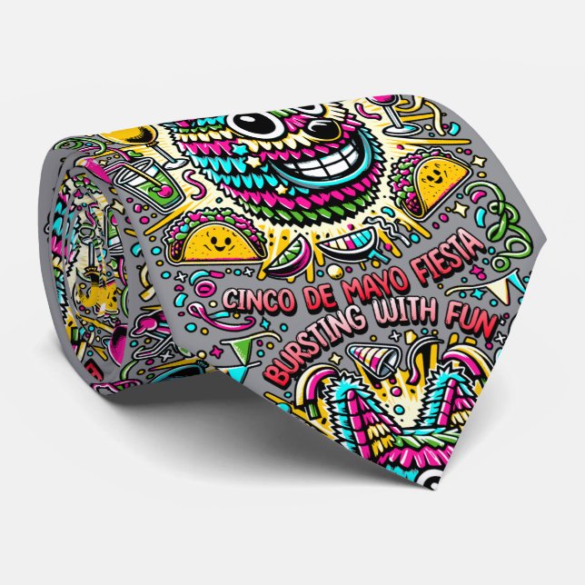 Cinco de Mayo Fiesta Colourful Party Tie (Rolled)