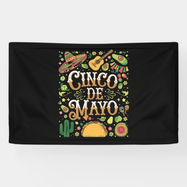 Cinco De Mayo Fiesta Cute Party Elements Banner (Horizontal)