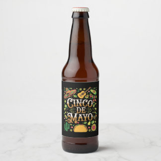 Cinco De Mayo Fiesta Cute Party Elements Beer Bottle Label