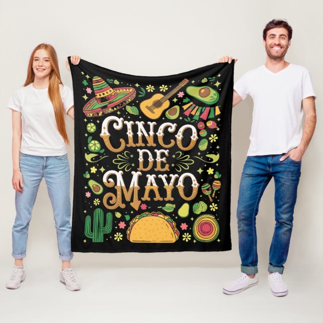 Cinco De Mayo Fiesta Cute Party Elements Fleece Blanket (In Situ)
