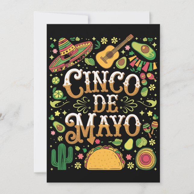 Cinco De Mayo Fiesta Cute Party Elements Invitation (Front)