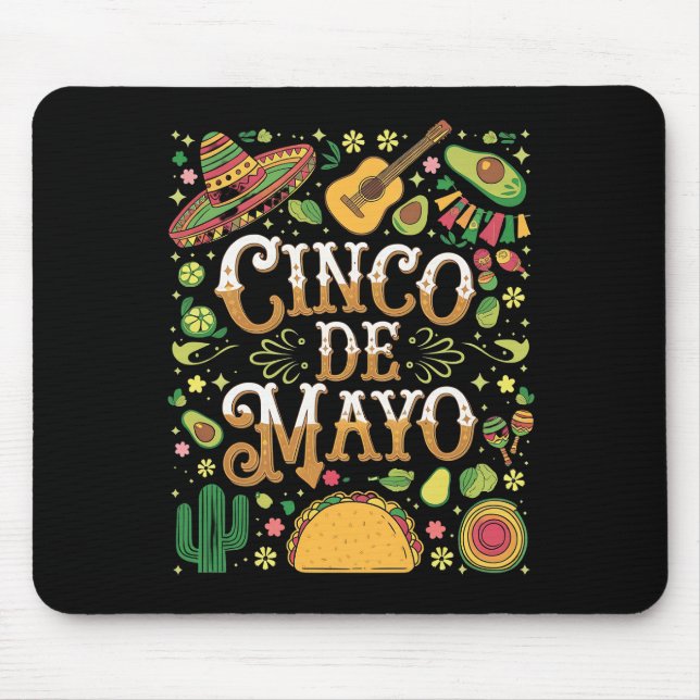 Cinco De Mayo Fiesta Cute Party Elements Mouse Pad (Front)