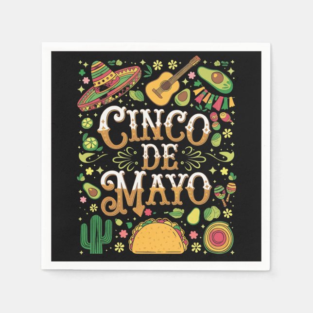 Cinco De Mayo Fiesta Cute Party Elements Napkin (Front)