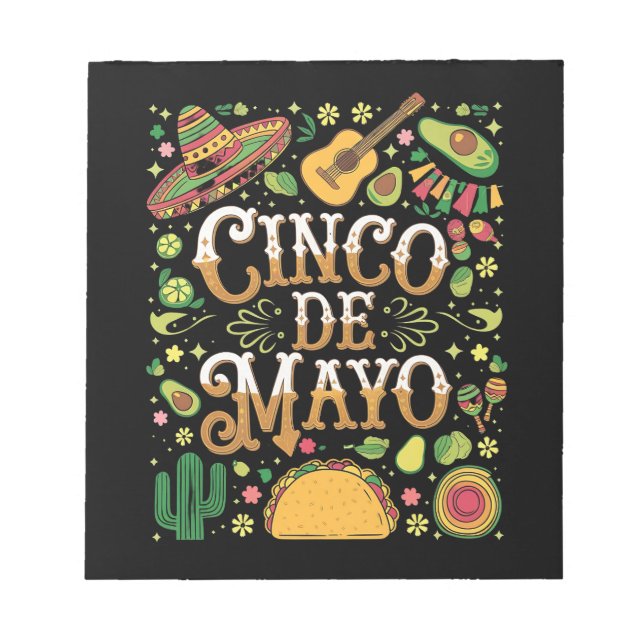 Cinco De Mayo Fiesta Cute Party Elements Notepad (Front)