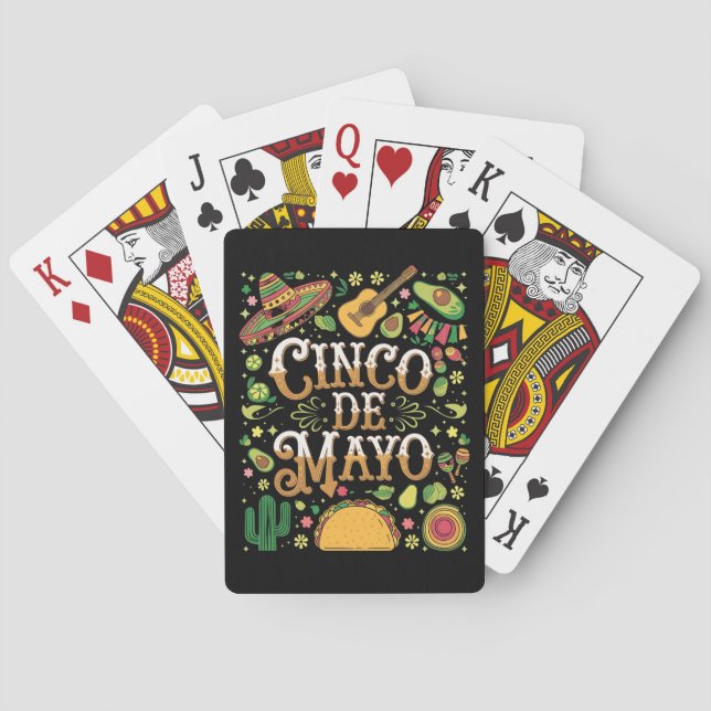 Cinco De Mayo Fiesta Cute Party Elements Playing Cards (Back)