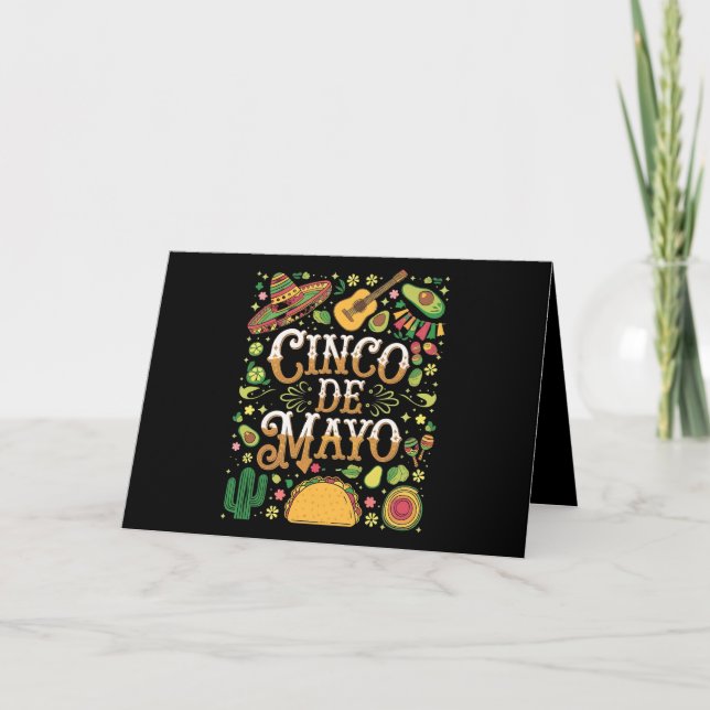 Cinco De Mayo Fiesta Cute Party Elements Thank You Card (Front)
