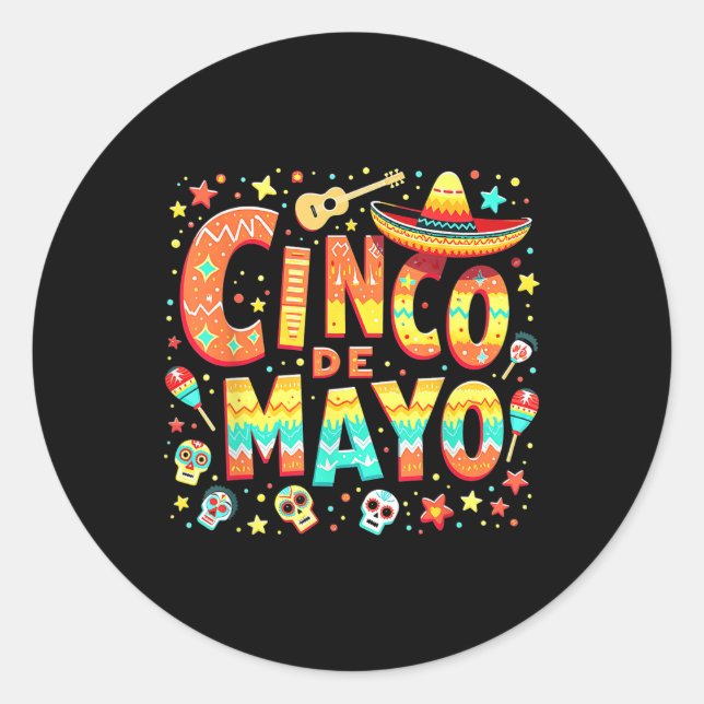 Cinco De Mayo Fiesta Mexican  Classic Round Sticker (Front)