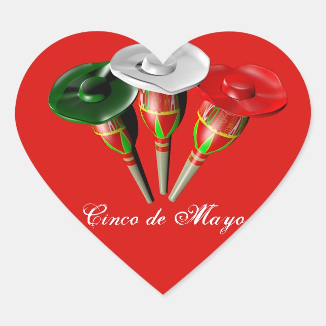 Cinco de mayo ,fiesta mexican heart sticker (Front)