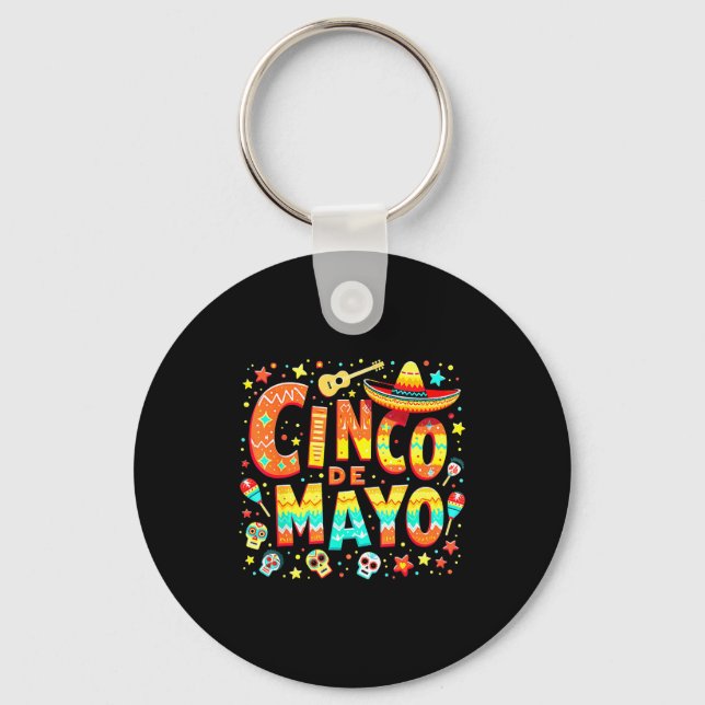 Cinco De Mayo Fiesta Mexican  Key Ring (Front)