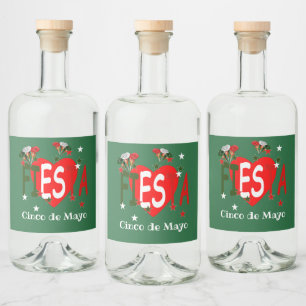 Cinco de mayo ,fiesta mexican liquor bottle label