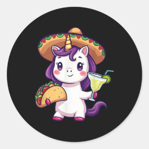 Cinco De Mayo Fiesta Mexican Party With Unicorn Ta Classic Round Sticker