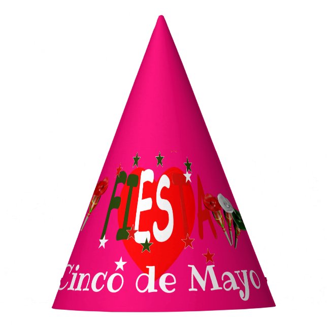Cinco de mayo ,fiesta mexican pink party hat (Front)