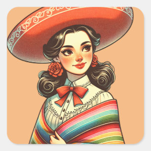 Cinco de Mayo Fiesta Party Favour Festive Square Sticker