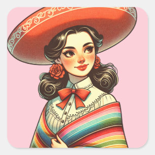 Cinco de Mayo Fiesta Party Favour Festive Square Sticker