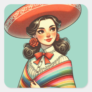 Cinco de Mayo Fiesta Party Favour Festive Square Sticker
