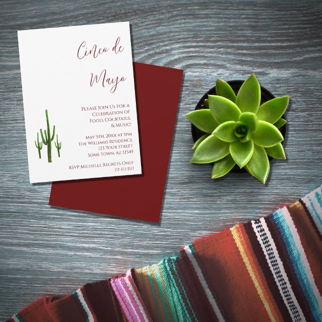 Cinco de Mayo Fiesta Saguaro Cactus Party Invitation (Creator Uploaded)