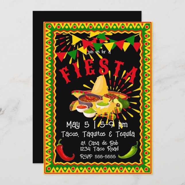 Cinco de Mayo Fiesta Salsa Invitation (Front/Back)
