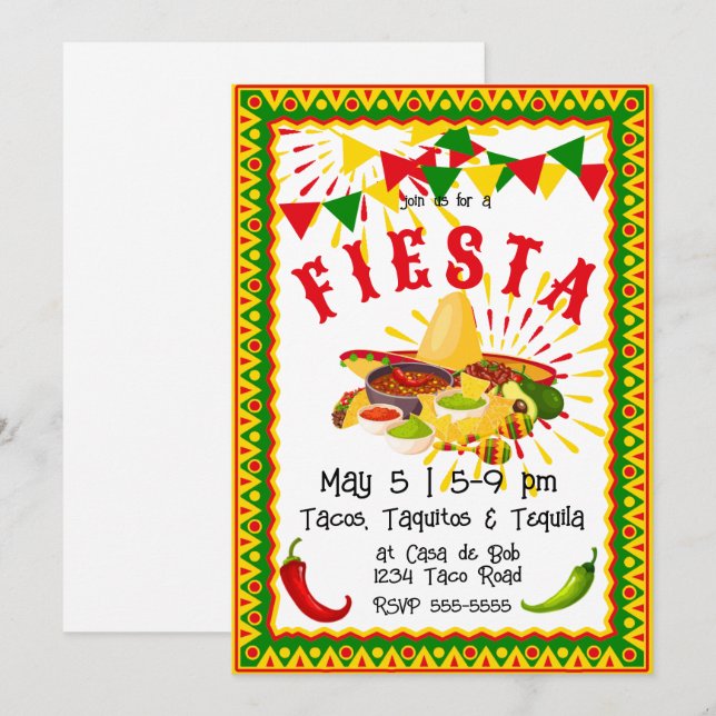 Cinco de Mayo Fiesta Salsa Invitation (Front/Back)